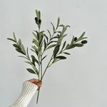 45cm 4-Fork Artificial Fruit Olive Leaf Branch