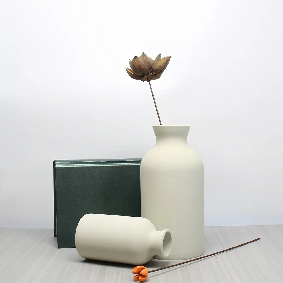 2pc Elegant Black/White Flower Vases