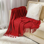 Geometric Striped Fringe Throw Blanket
