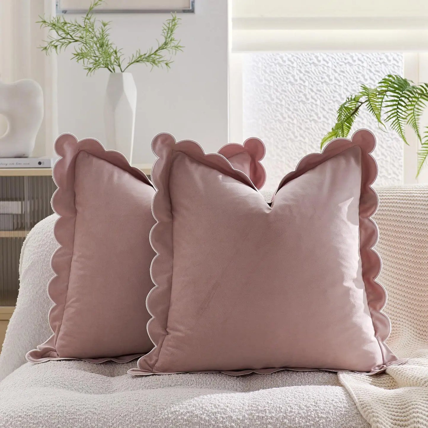 Scalloped Edge Velvet Pillow Cover