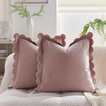 Scalloped Edge Velvet Pillow Cover