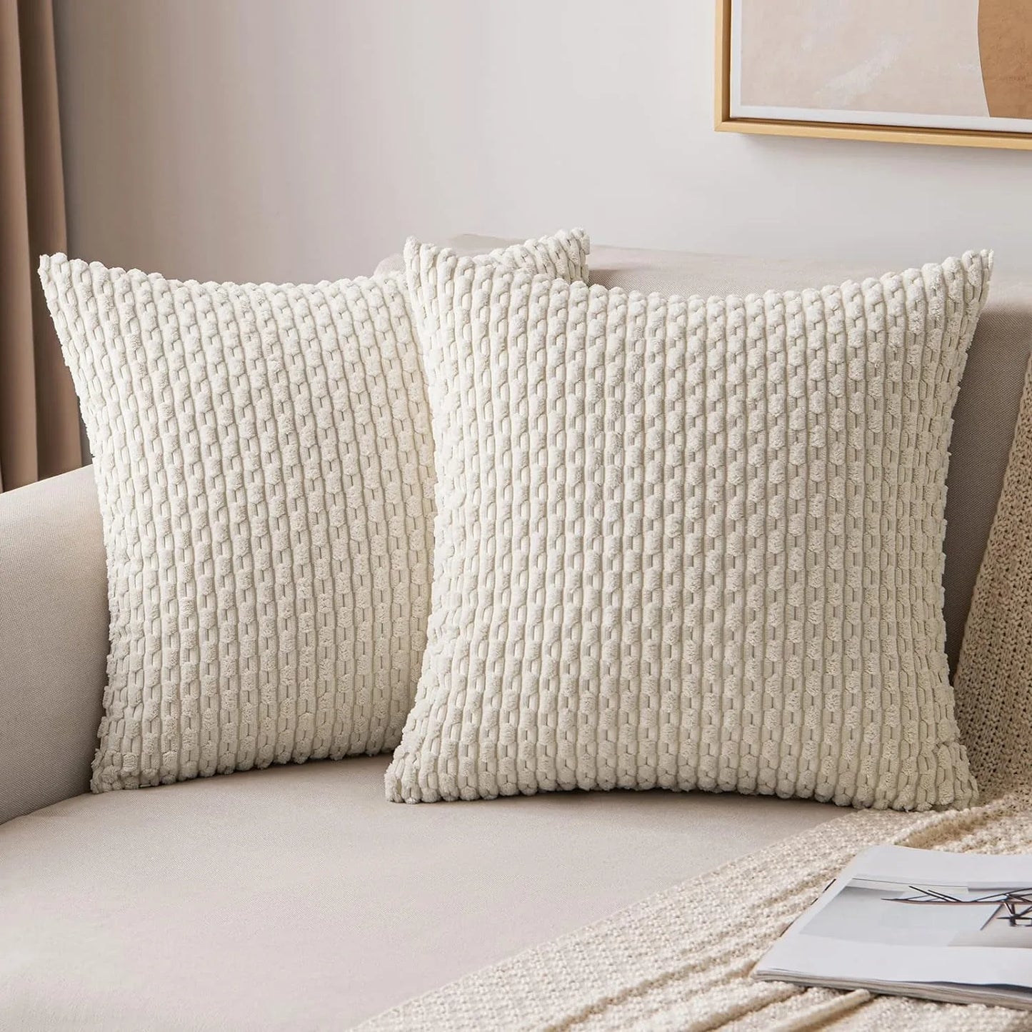 Striped Patterned Corduroy Pillow Case