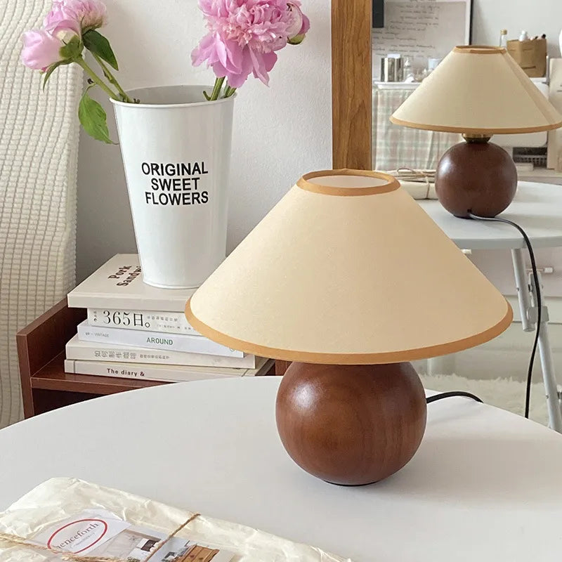 Vintage Solid Wood Walnut Table Lamp