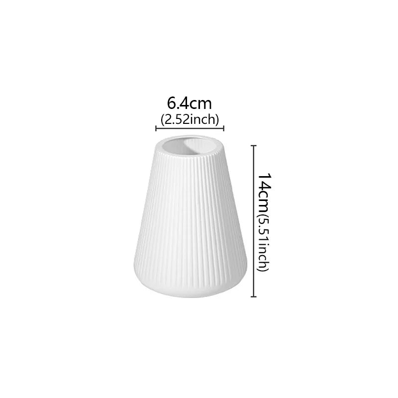 Modern White Geometric Fluted Vase