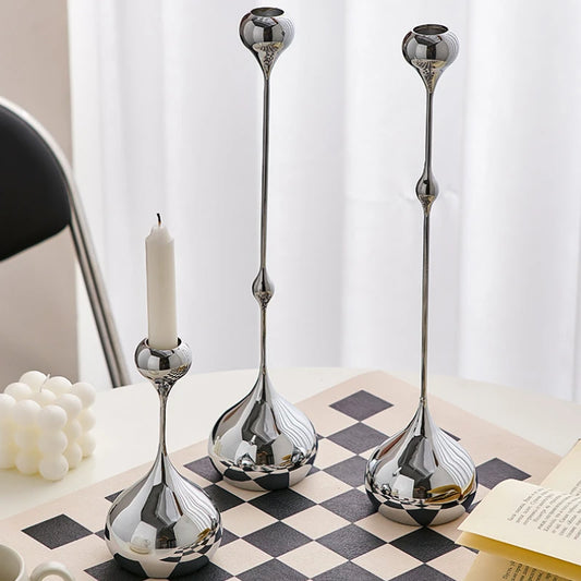 European Style Silver Electroplated Iron Candlestick Holder