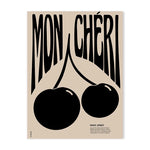 Retro Black and Red Cherry Mon Cheri Wall Print