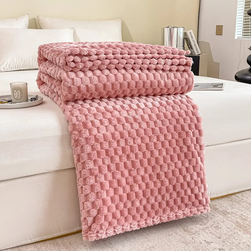 Fleece Jacquard Bubble throw Blanket
