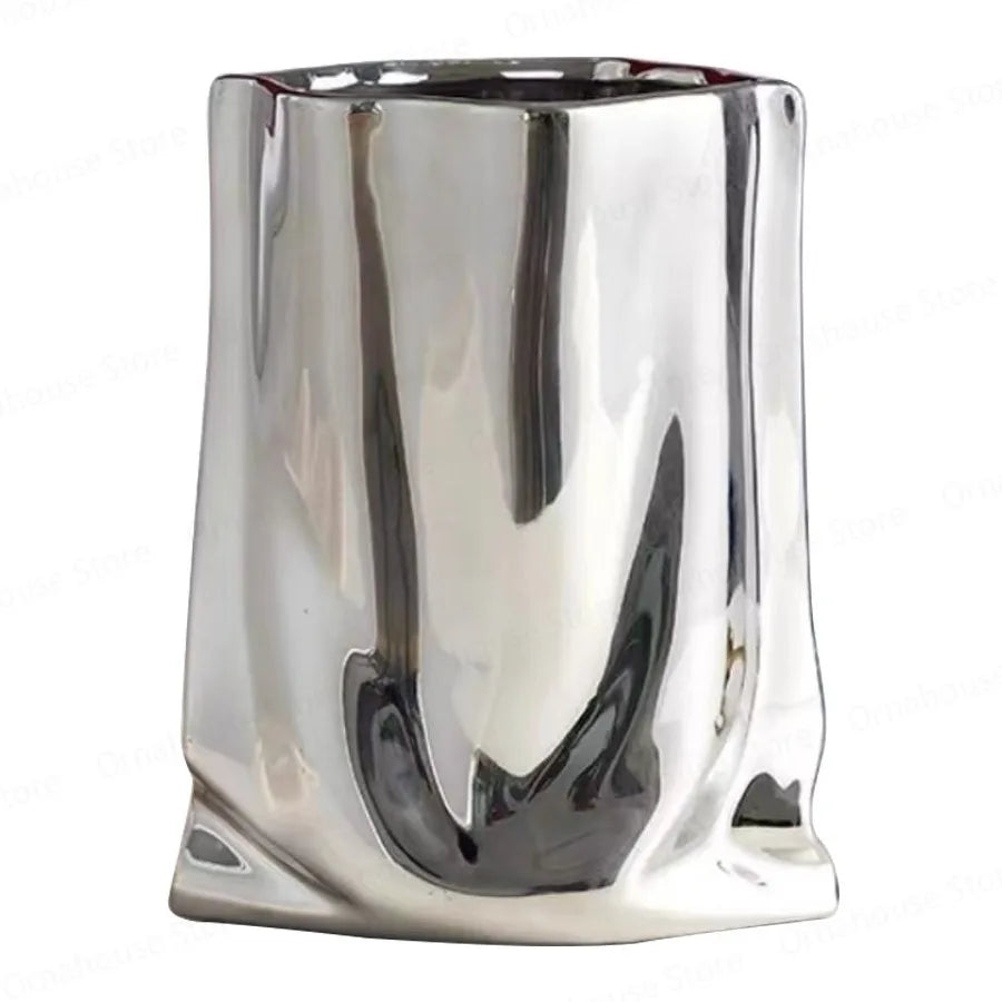 Silver Electroplated Bag Vase Light