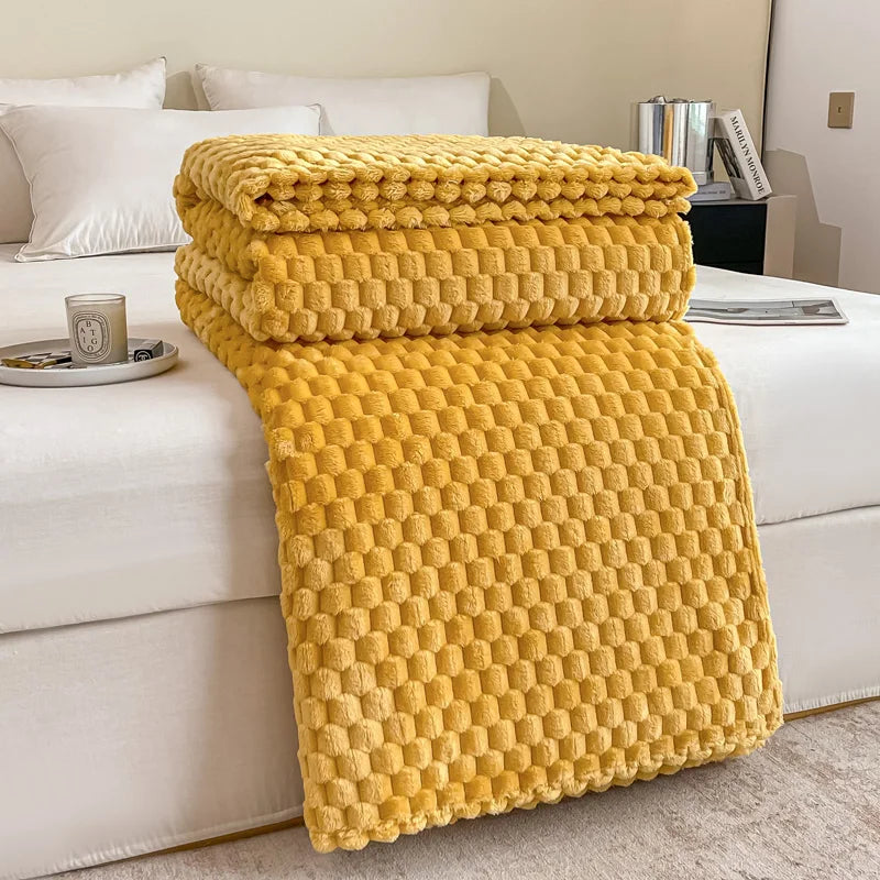 Fleece Jacquard Bubble throw Blanket