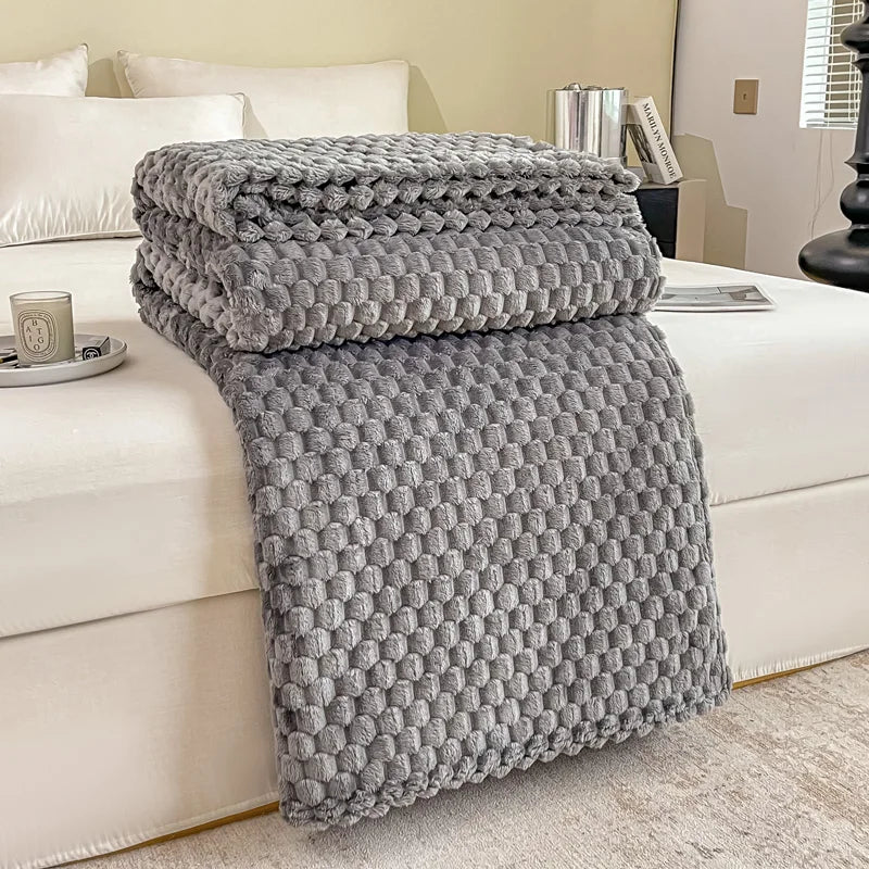 Fleece Jacquard Bubble throw Blanket