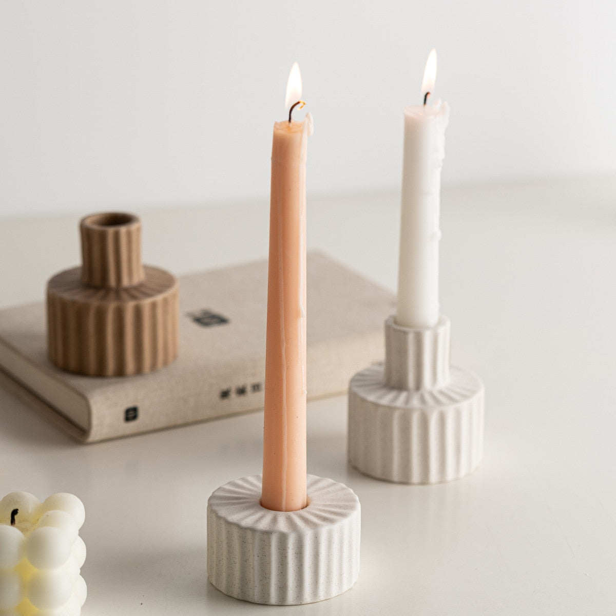 2 Set Ceramic Rigid Candle Holders