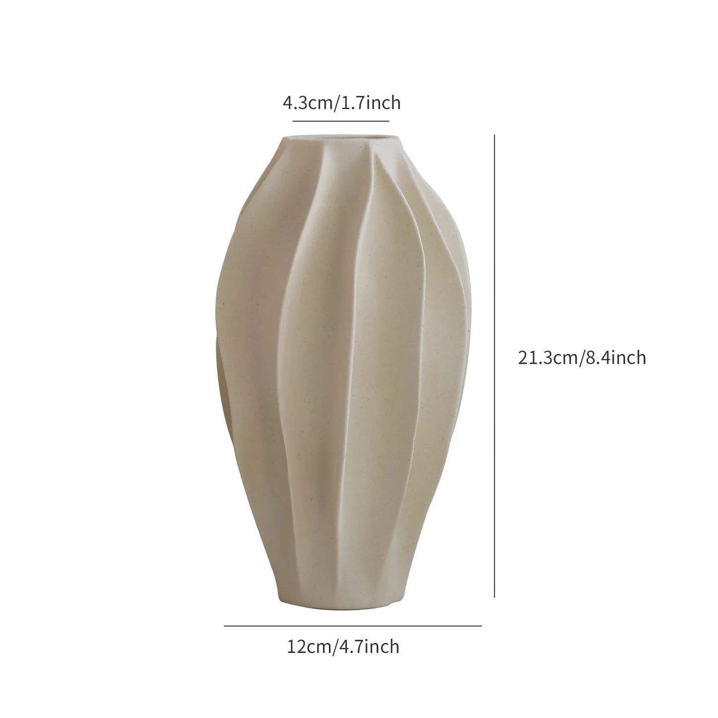 Beige Ceramic Wave Vase