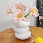 White Plastic Hydroponic Round and Wavy Flower Vase