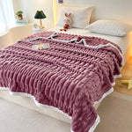Stripped Sherpa Fleece Blanket