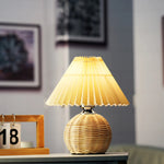 Pleated Rattan Table Lamp