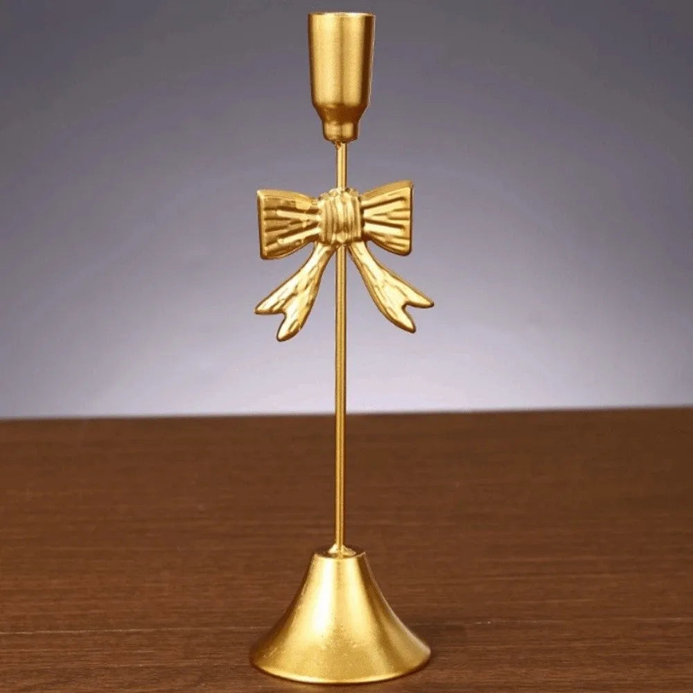 Bowknot Gold Electroplated Candle Holder