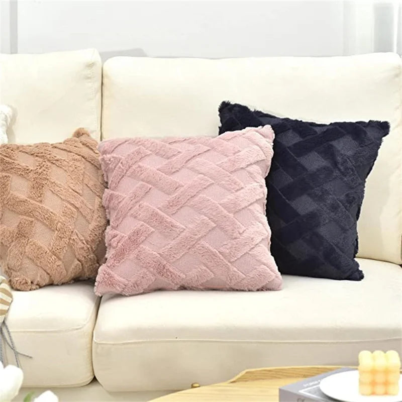 Plush Diamond Geometric Tufted Pillow Case