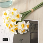 6Pcs bunch White Artificial Narcissus Flower Bouquet
