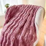 Stripped Sherpa Fleece Blanket