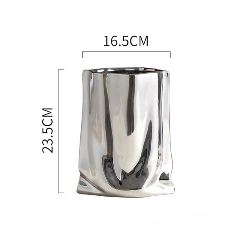 Silver Electroplated Bag Vase Light