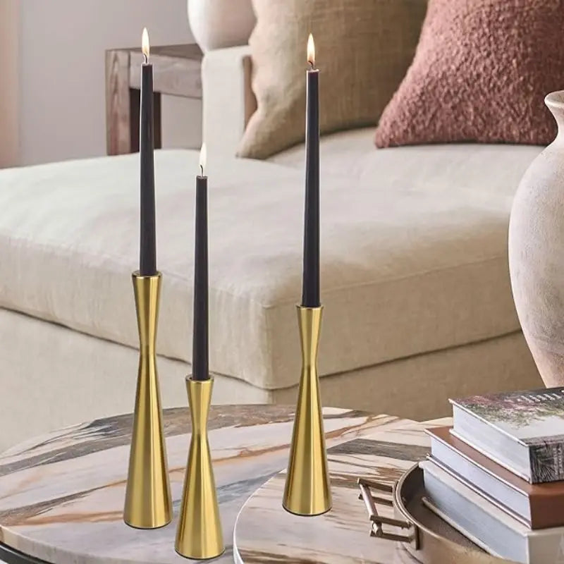 2/3pcs Gold Metal Taper Candle Holder