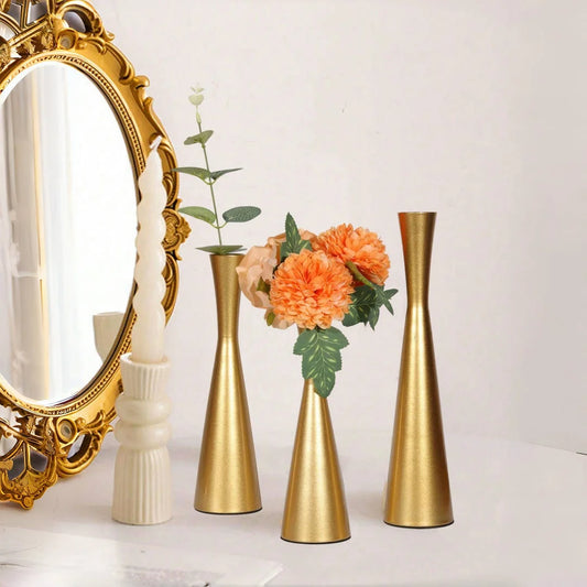 2/3pcs Gold Metal Taper Candle Holder
