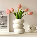 White Plastic Hydroponic Round and Wavy Flower Vase