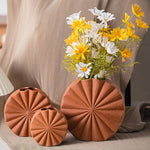 Terracotta Ceramic Sunflower Pattern Vase