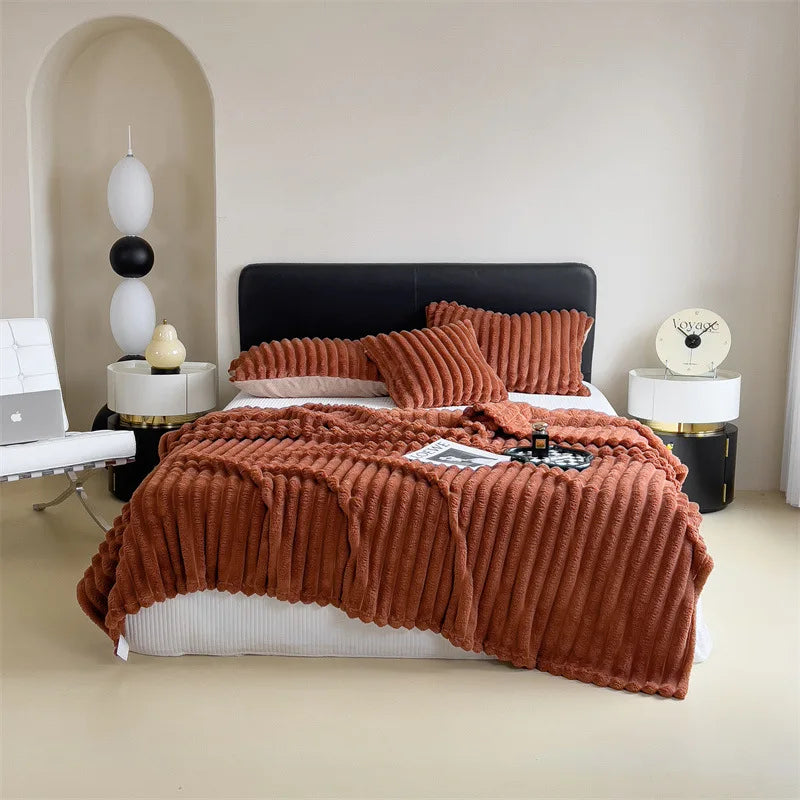 Luxury Solid Color Velvet Flannel Throw Blanket