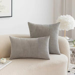 Striped Pattern Corduroy Pillow Case