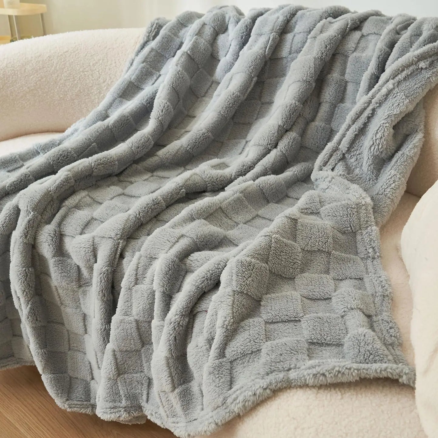 Plaid Flannel Fuzzy Throw Blanket