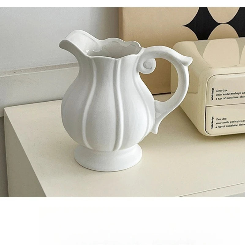 White Ceramic Pitcher Vase