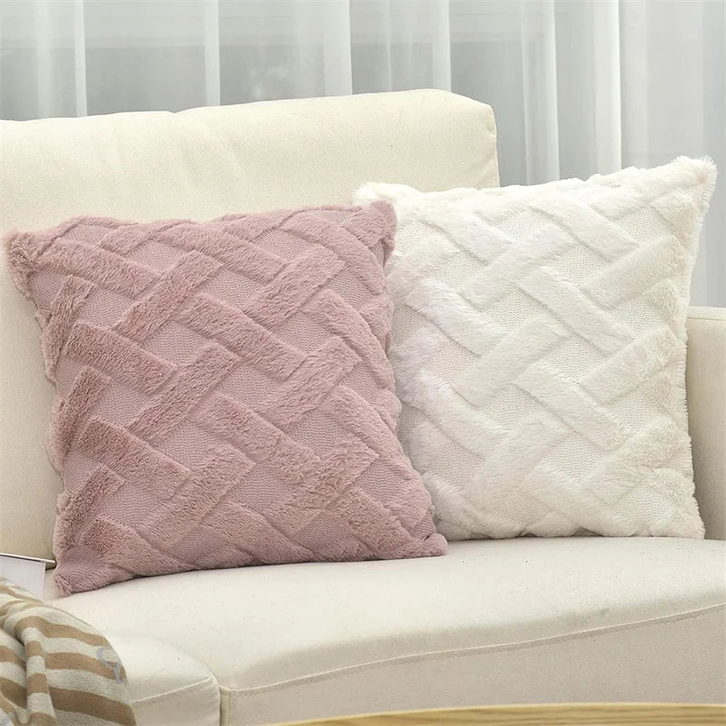 Plush Diamond Geometric Tufted Pillow Case