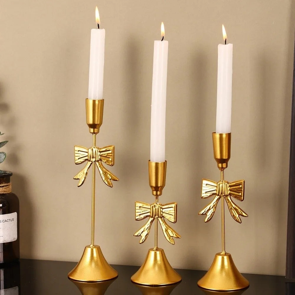 Bowknot Gold Electroplated Candle Holder