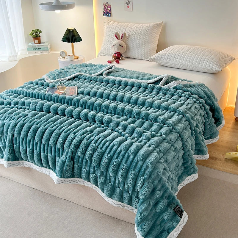 Stripped Sherpa Fleece Blanket