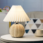 Pleated Rattan Table Lamp
