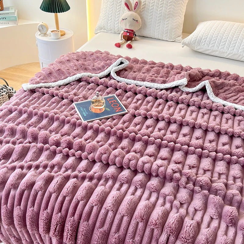 Stripped Sherpa Fleece Blanket