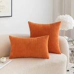 Striped Pattern Corduroy Pillow Case