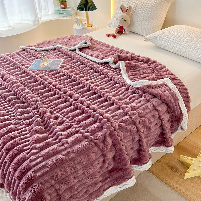 Stripped Sherpa Fleece Blanket