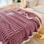 Stripped Sherpa Fleece Blanket