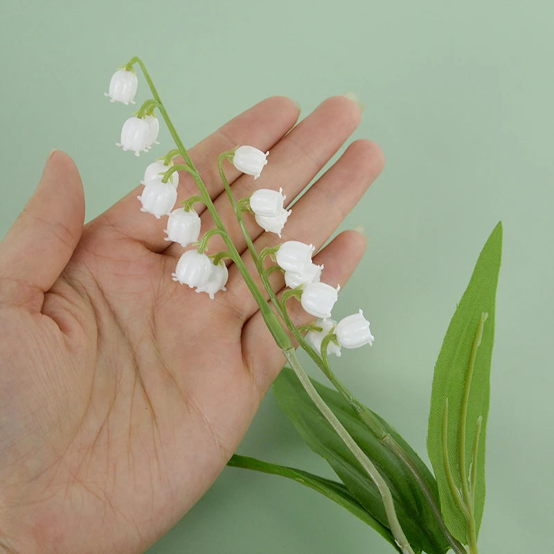 6Pcs White Bellflower Artificial Lily Valley Orchid Flower