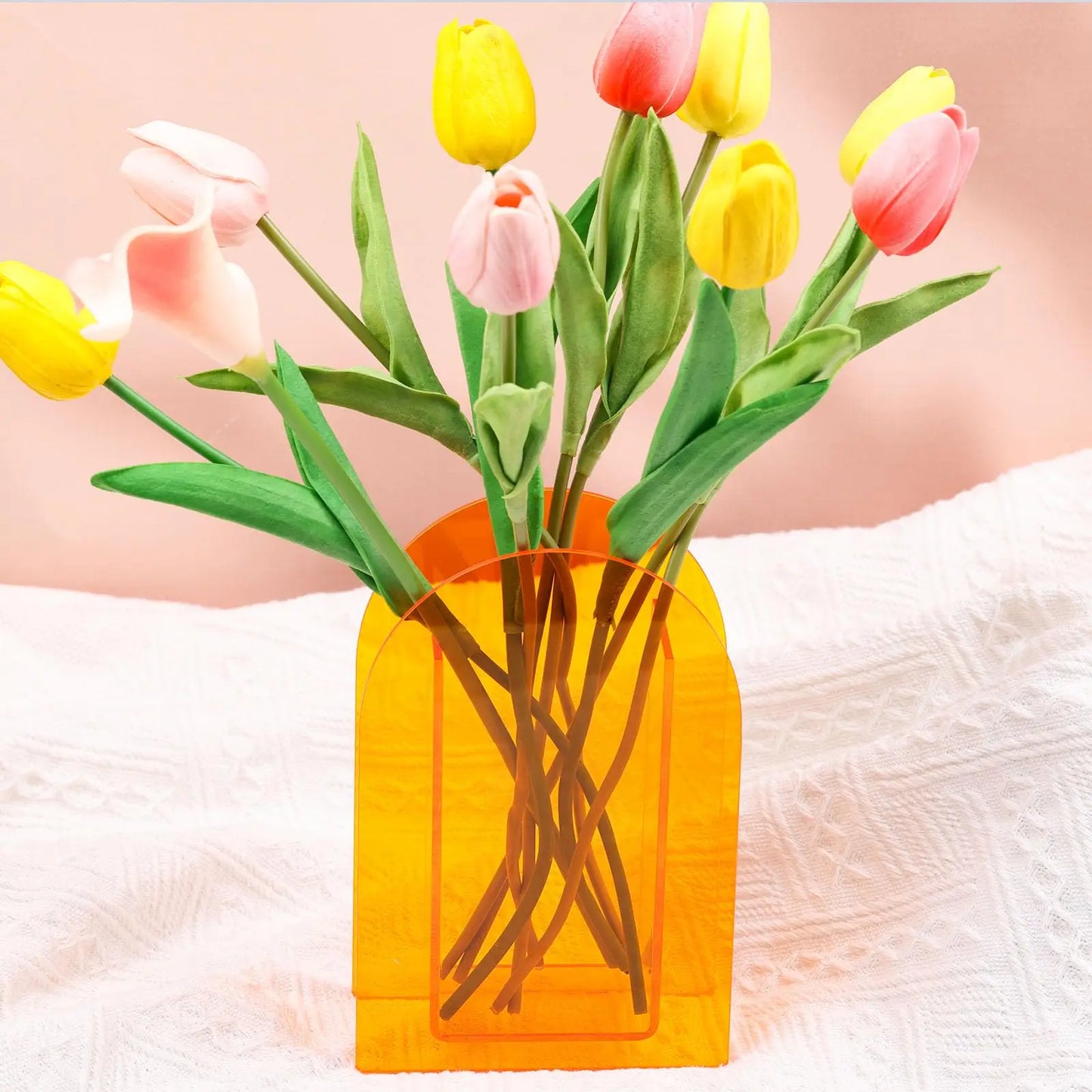 Orange Acrylic Arch Flower Vase