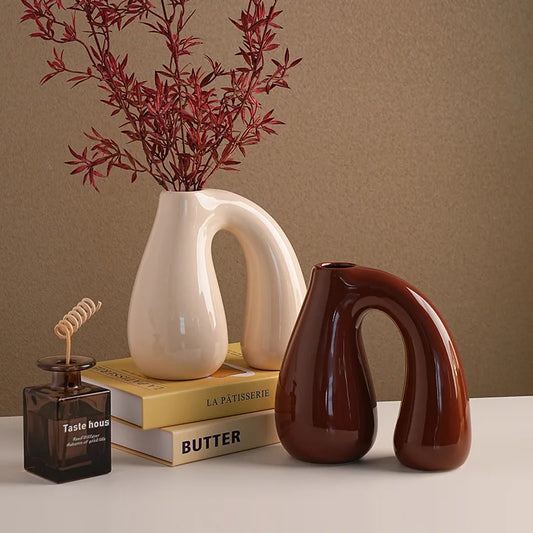 Chunky N-Shaped Ceramic Modern Vase