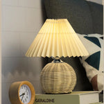 Pleated Rattan Table Lamp