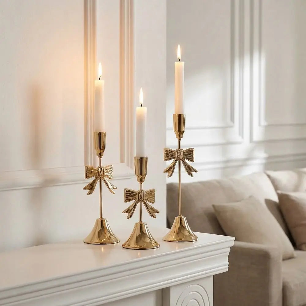 Bowknot Gold Electroplated Candle Holder