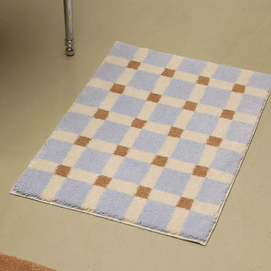 Geometric Checkerboard Bath Mat