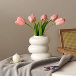 White Plastic Hydroponic Round and Wavy Flower Vase