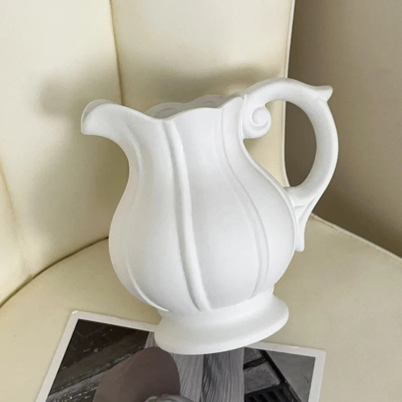 White Ceramic Pitcher Vase