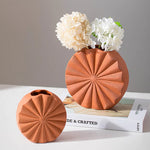 Terracotta Ceramic Sunflower Pattern Vase