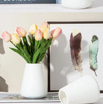 Modern White Geometric Fluted Vase